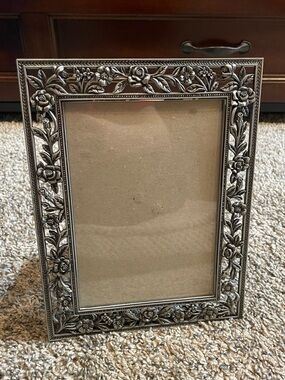 Vintage Silver Metal Floral Picture Frame